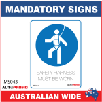 MANDATORY SIGN - MS043 - SAFETY HARNESS MUST BE WORN
